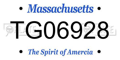TG06928 Massachusetts License Plate