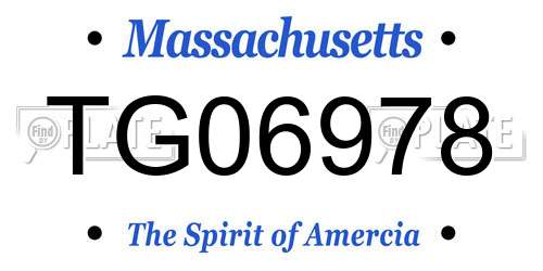 TG06978 Massachusetts License Plate