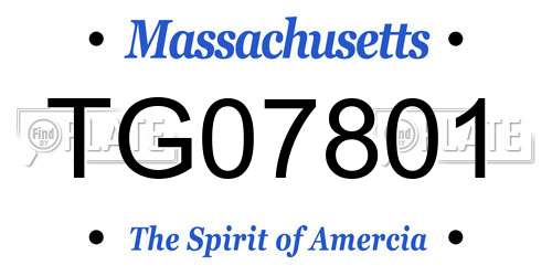 TG07801 Massachusetts License Plate