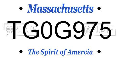 TG0G975 Massachusetts License Plate