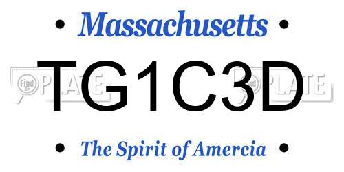 TG1C3D Massachusetts License Plate