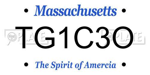 TG1C3O Massachusetts License Plate