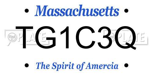 TG1C3Q Massachusetts License Plate