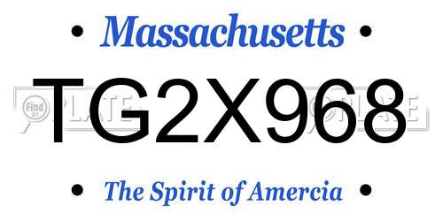 TG2X968 Massachusetts License Plate