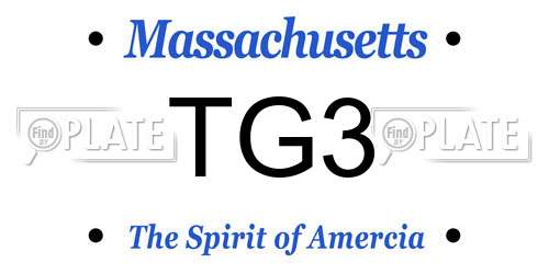 TG3 Massachusetts License Plate