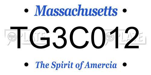 TG3C012 Massachusetts License Plate