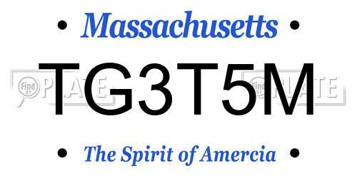 TG3T5M Massachusetts License Plate