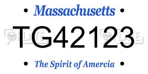 TG42123 Massachusetts License Plate