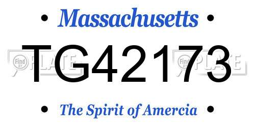 TG42173 Massachusetts License Plate