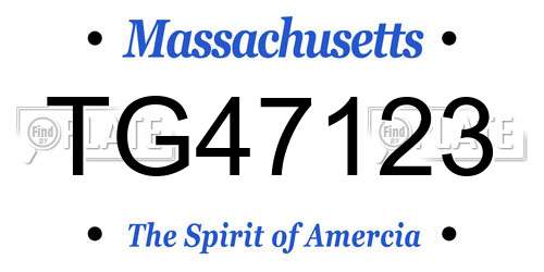 TG47123 Massachusetts License Plate