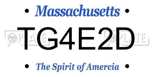 TG4E2D Massachusetts License Plate