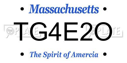 TG4E2O Massachusetts License Plate