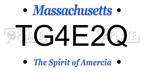 TG4E2Q Massachusetts License Plate