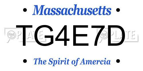 TG4E7D Massachusetts License Plate