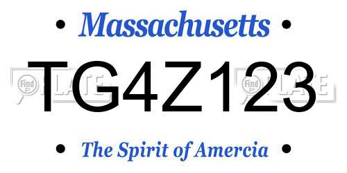 TG4Z123 Massachusetts License Plate