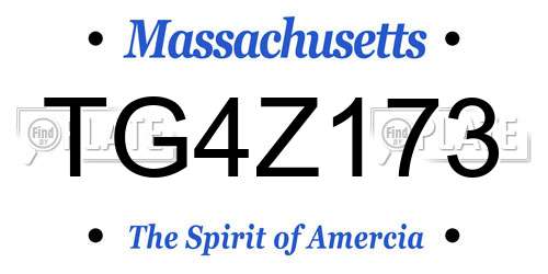 TG4Z173 Massachusetts License Plate