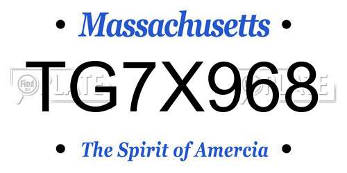 TG7X968 Massachusetts License Plate