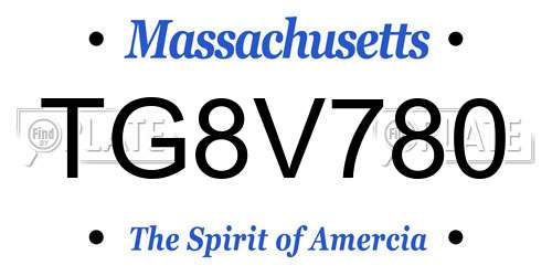 TG8V780 Massachusetts License Plate