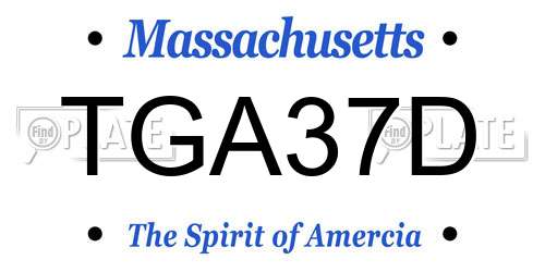 TGA37D Massachusetts License Plate