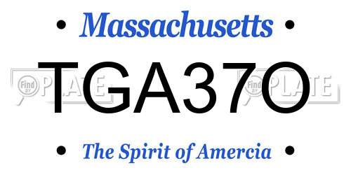 TGA37O Massachusetts License Plate