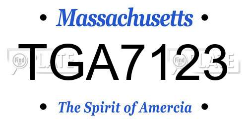 TGA7123 Massachusetts License Plate
