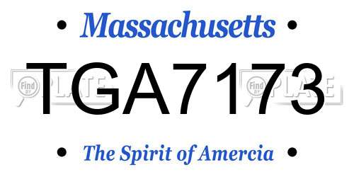 TGA7173 Massachusetts License Plate