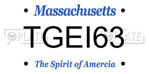 TGEI63 Massachusetts License Plate