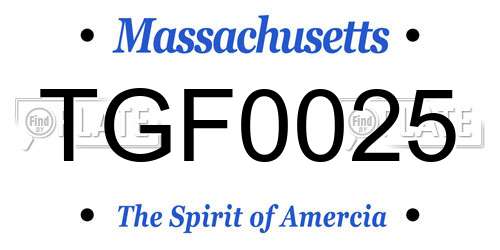 TGF0025 Massachusetts License Plate