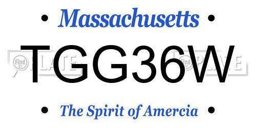 TGG36W Massachusetts License Plate