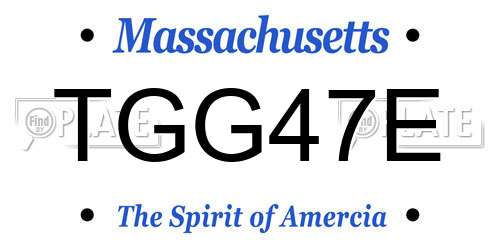 TGG47E Massachusetts License Plate