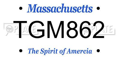 TGM862 Massachusetts License Plate