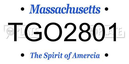 TGO2801 Massachusetts License Plate