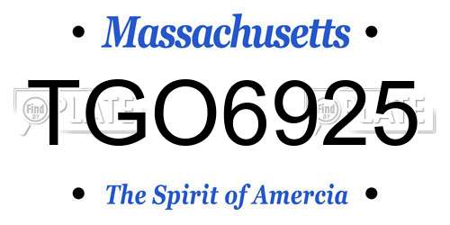 TGO6925 Massachusetts License Plate
