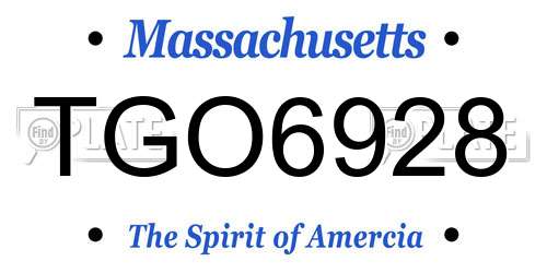 TGO6928 Massachusetts License Plate