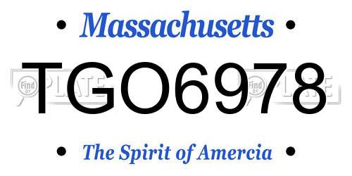 TGO6978 Massachusetts License Plate