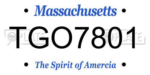 TGO7801 Massachusetts License Plate