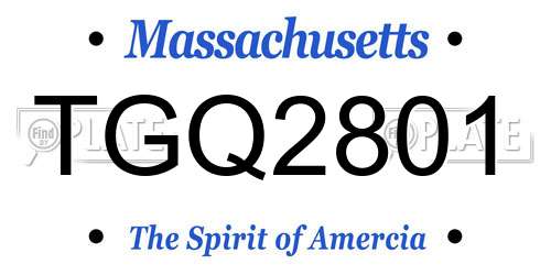 TGQ2801 Massachusetts License Plate