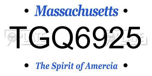 TGQ6925 Massachusetts License Plate