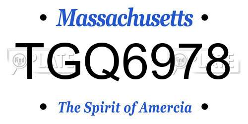 TGQ6978 Massachusetts License Plate