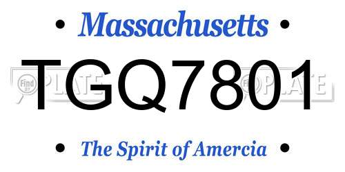 TGQ7801 Massachusetts License Plate