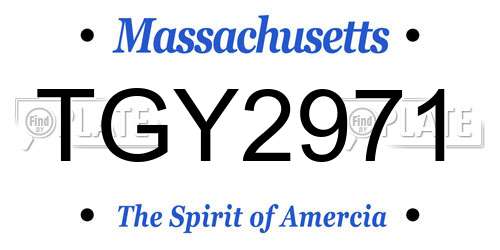 TGY2971 Massachusetts License Plate