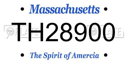 TH28900 Massachusetts License Plate