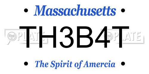 TH3B4T Massachusetts License Plate