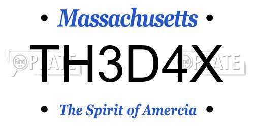 TH3D4X Massachusetts License Plate
