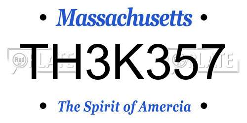 TH3K357 Massachusetts License Plate