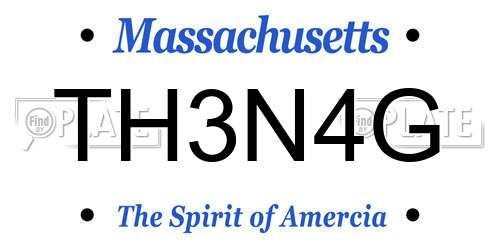 TH3N4G Massachusetts License Plate