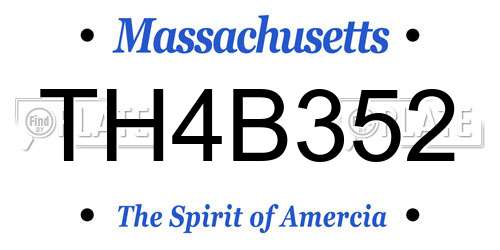 TH4B352 Massachusetts License Plate