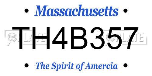 TH4B357 Massachusetts License Plate