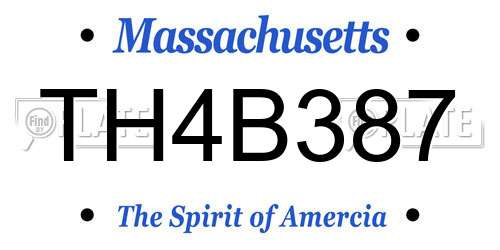 TH4B387 Massachusetts License Plate