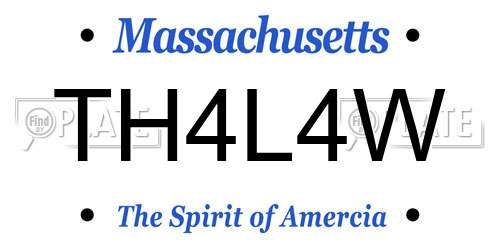 TH4L4W Massachusetts License Plate